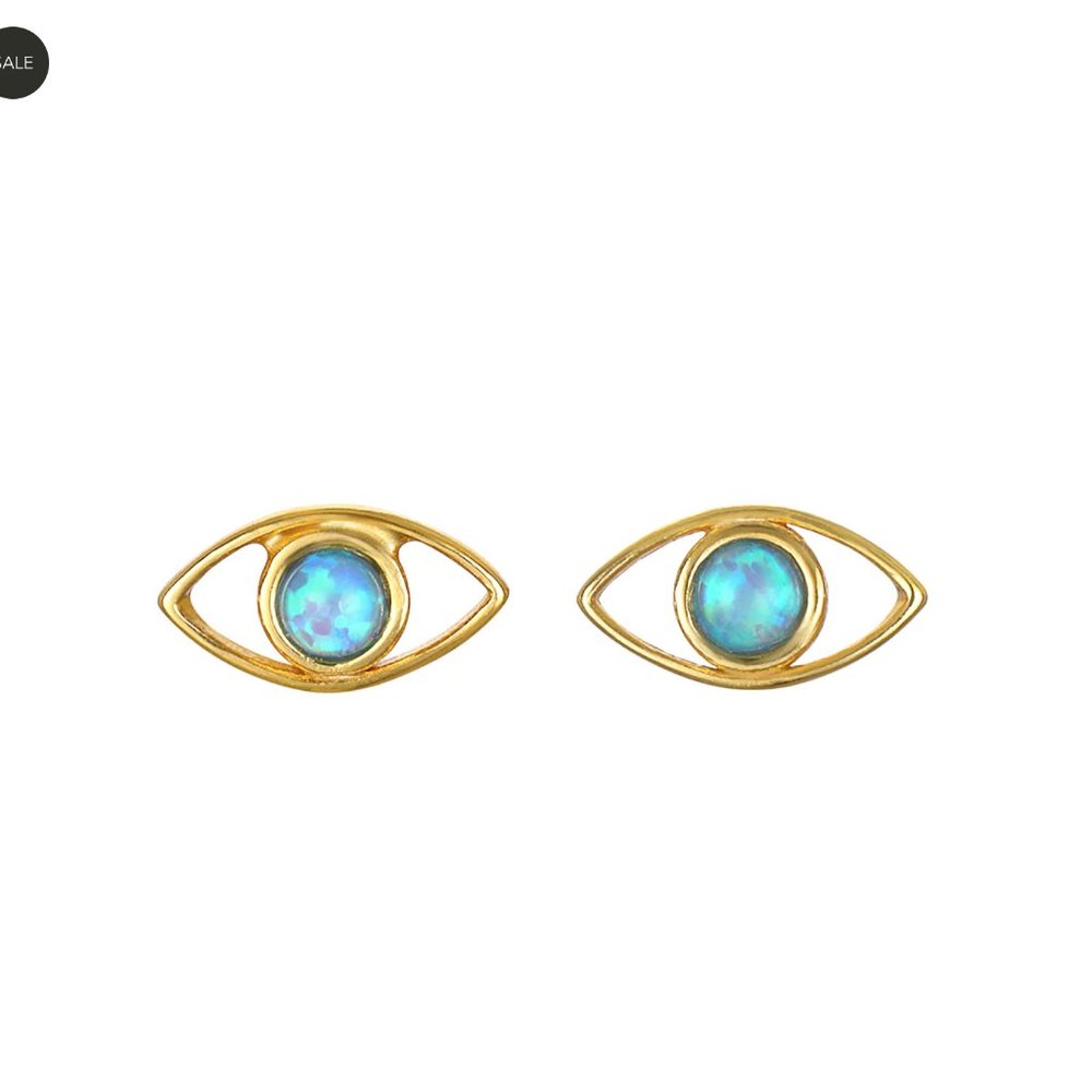 Blue Opal Evil Eye Studs